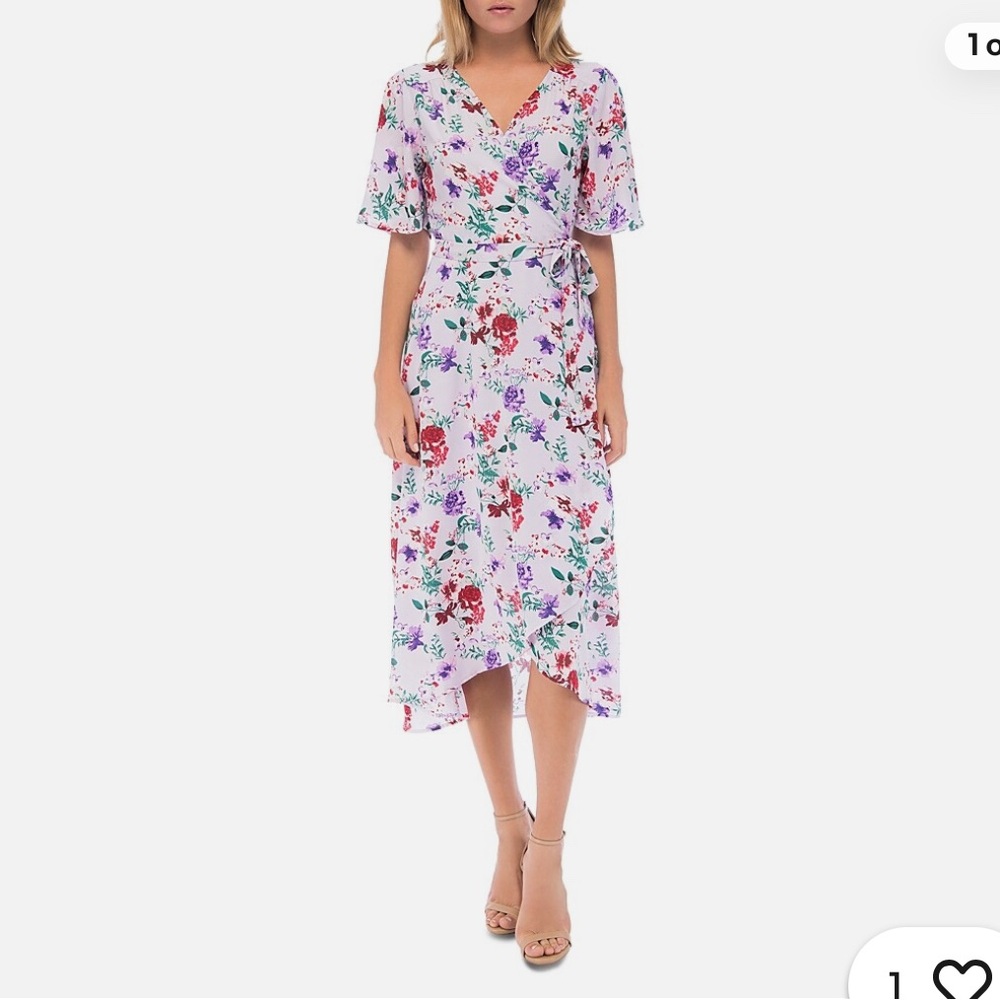 Bobeau Floral High Low Dress in Purple and Red